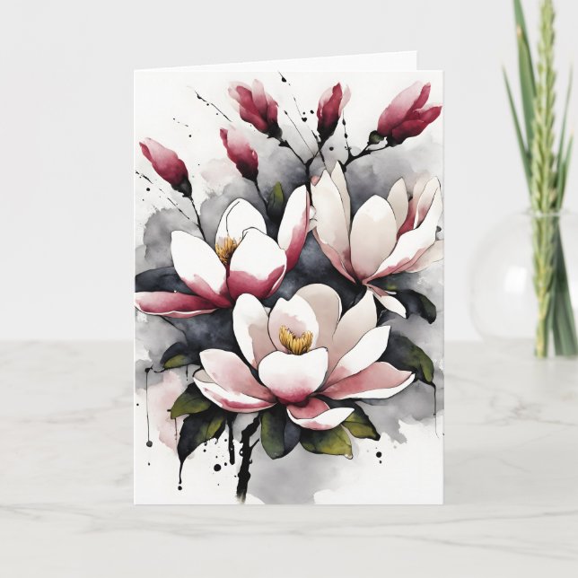 Magnolia - Watercolor flowers Karte (Vorderseite)
