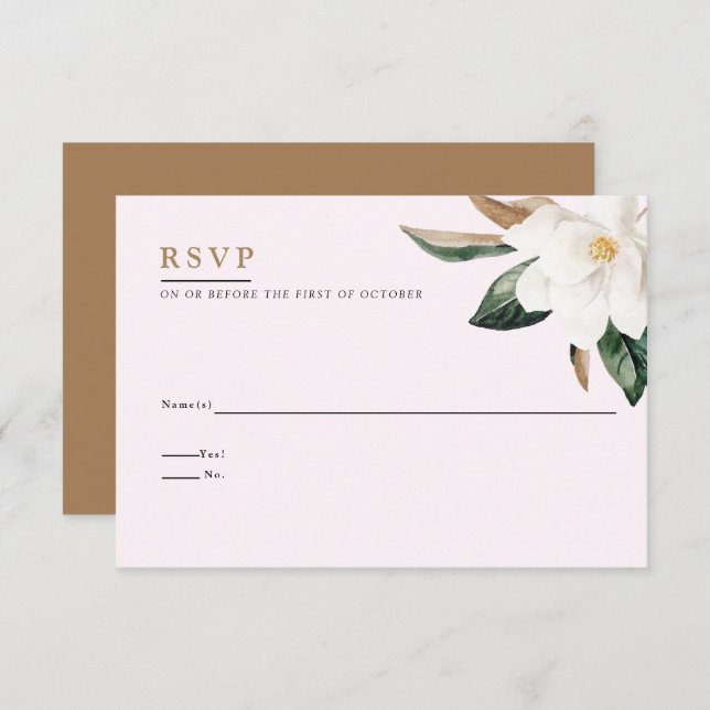 Magnolia Wedding Reply Card | Rosa Einladung (Vorne/Hinten)