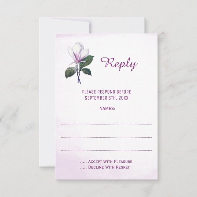 Magnolia Wedding Reply Cards RSVP Karte (Vorderseite)