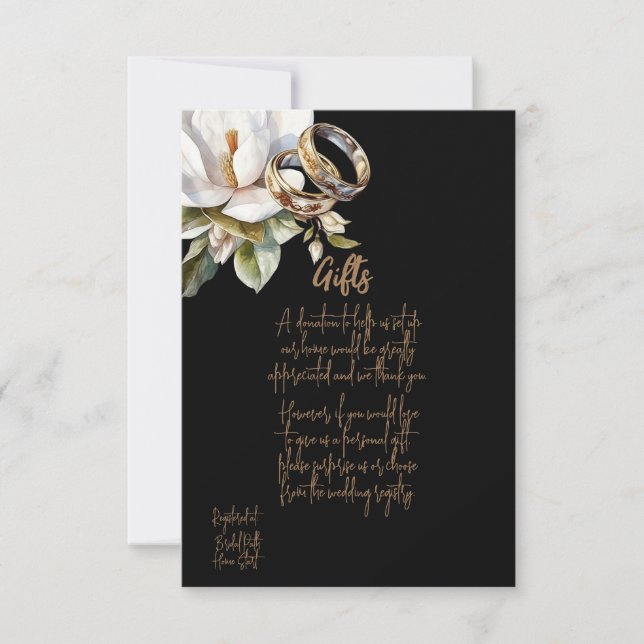 Magnolia Wedding Rings Gold Black Wedding Geschenk Save The Date (Vorderseite)