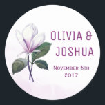 Magnolia Wedding Stickers<br><div class="desc">Diese Hochzeitsaufkleber haben eine magnolische Blume. Sie können diese Aufkleber mit Ihren Namen und Ihrem Hochzeitstermin personalisieren. Klicken Sie auf die Schaltfläche "Anpassen", um weitere Optionen zu erhalten, wenn Sie die Größe des Schriftartes ändern oder einen zusätzlichen Text hinzufügen möchten. Diese Aufkleber eignen sich ideal für die Verwendung als Umschlag...</div>