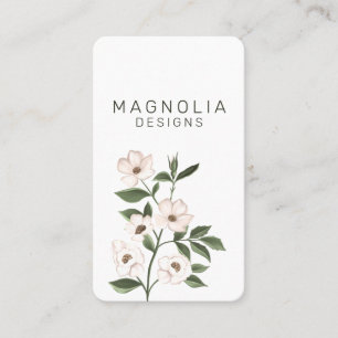 Magnolia White Blume Branch Illustration White Visitenkarte