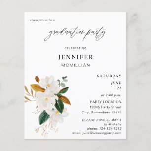 Magnolia White Floral Graduation Party Flyer