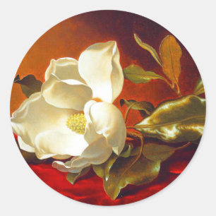 Magnolia zu Red Velvet Martin Johnson Heade Runder Aufkleber