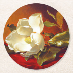 Magnolia zu Red Velvet Martin Johnson Heade Runder Pappuntersetzer