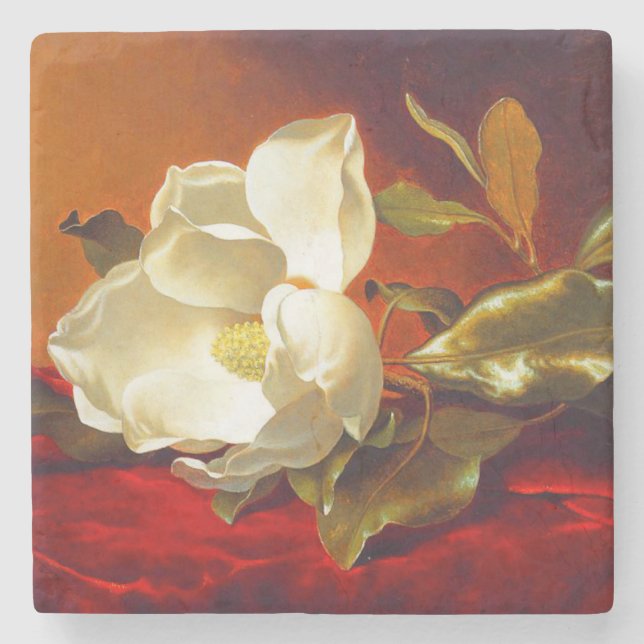 Magnolia zu Red Velvet Martin Johnson Heade Steinuntersetzer (Vorderseite)