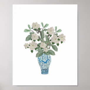 Magnolias Magnolias Dragon Blue Ginger Jars Jar Poster