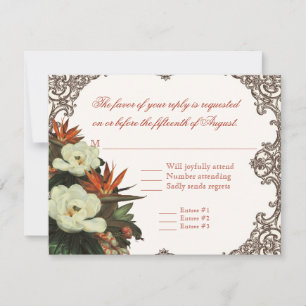 Magnolias n Bird of Paradise - Gewohnte Hochzeit RSVP Karte