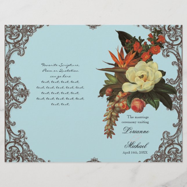 Magnolias n Bird of Paradise - Hochzeitsprogramm (Vorderseite)
