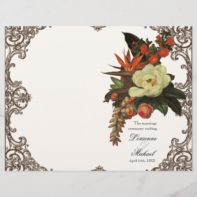 Magnolias n Bird of Paradise - Hochzeitsprogramm (Vorderseite)