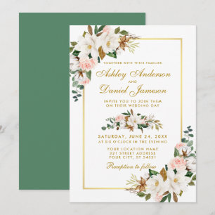 Magnolias-Rose Hochzeitsreise mit dem Wasser Einladung