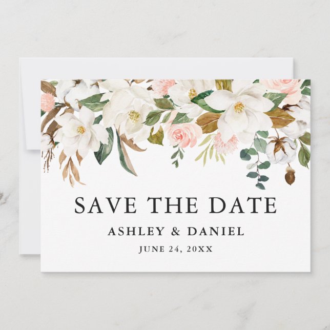 Magnolias Roses Save The Date (Vorderseite)