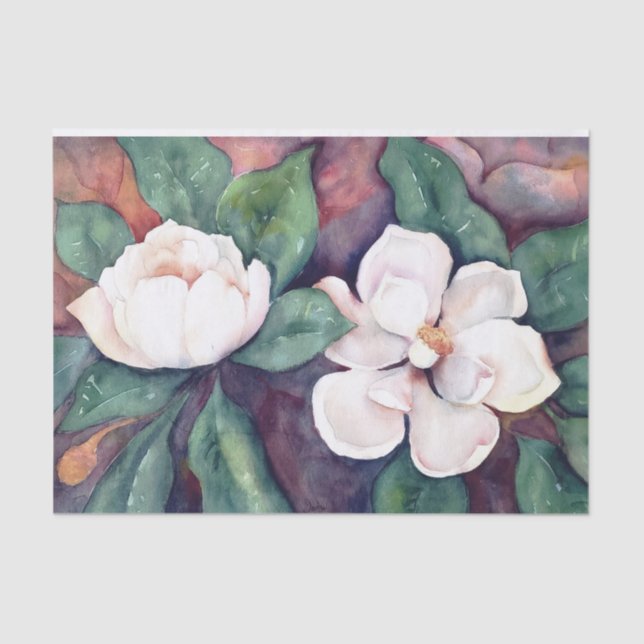 Magnolias Watercolor Tissue Paper Seidenpapier (Vorderseite)