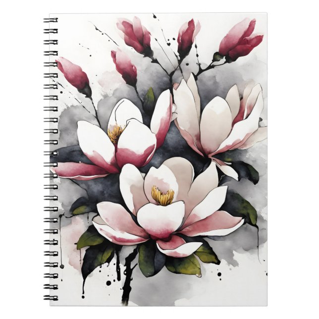 Magnolie - Aquarellblumen Notizblock (Vorderseite)