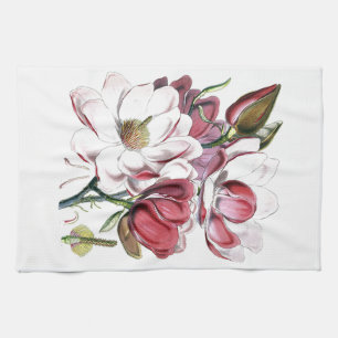 Magnolie asiatische Blume Vintage alte Illustratio Geschirrtuch