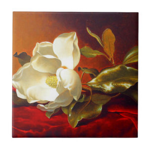 Magnolie auf rotem Samt Martin Johnson Heade Fliese