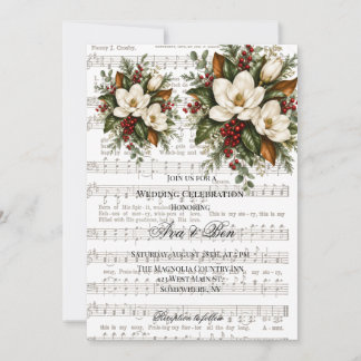 Magnolie-Beeren-Weihnachts-Hymnen-Hochzeitsfeier Einladung