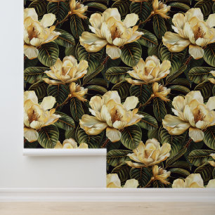 Magnolie blüht mit grünen Blütenblättern im Vintag Tapete