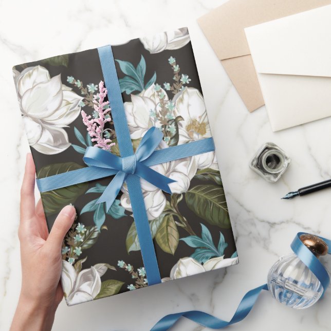 Magnolie Blumenmuster  Geschenkpapier (Schenken)