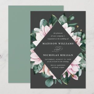 Magnolie & Eukalyptus Florales Rahmen-Hochzeitsm Einladung