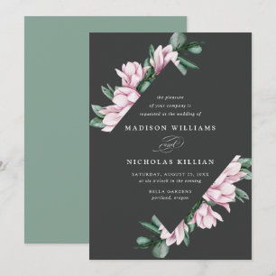 Magnolie & Eukalyptus Florales Rahmen-Hochzeitsm Einladung