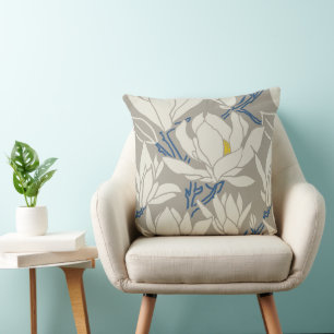 Magnolie-Grafik in grauem Muster Kissen