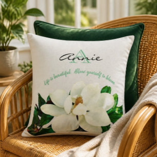 Magnolie in Blüte Das Leben ist schön Personalis Kissen