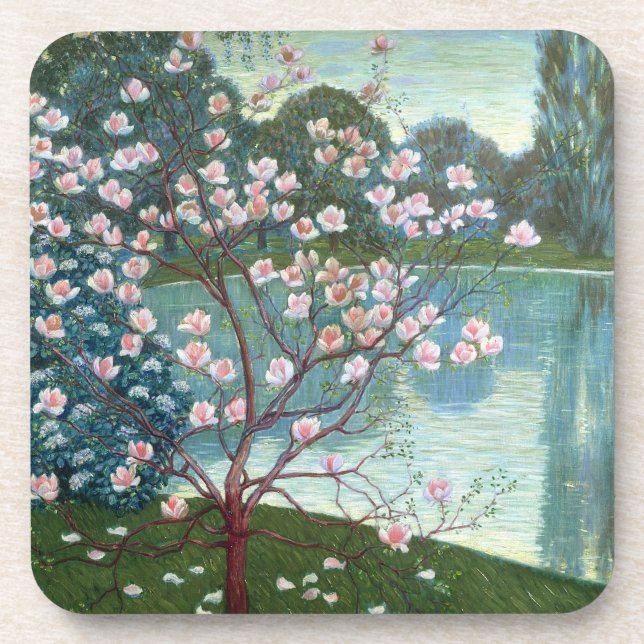 Magnolie (Öl auf Leinwand) Getränkeuntersetzer (Vorderseite)