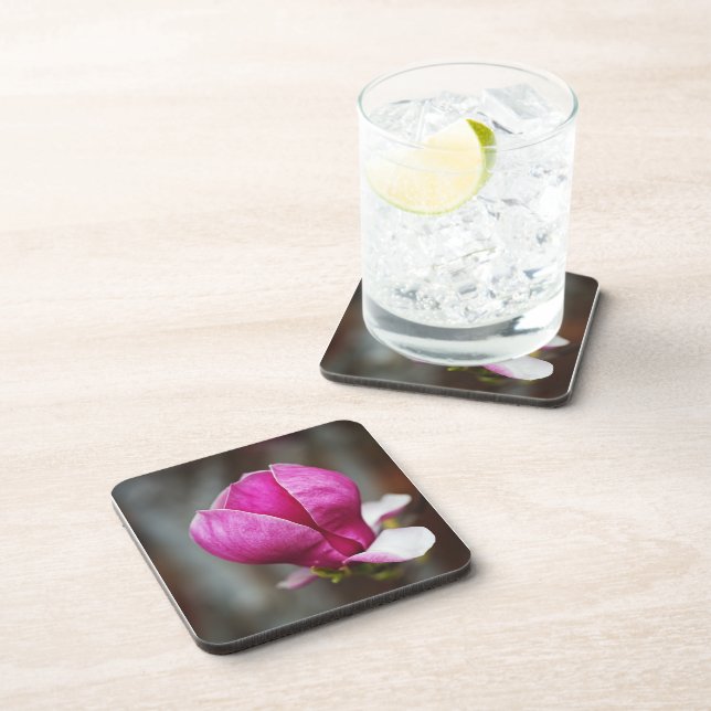 Magnolie Rosa Vollblüte Getränkeuntersetzer (Rechte Seite)