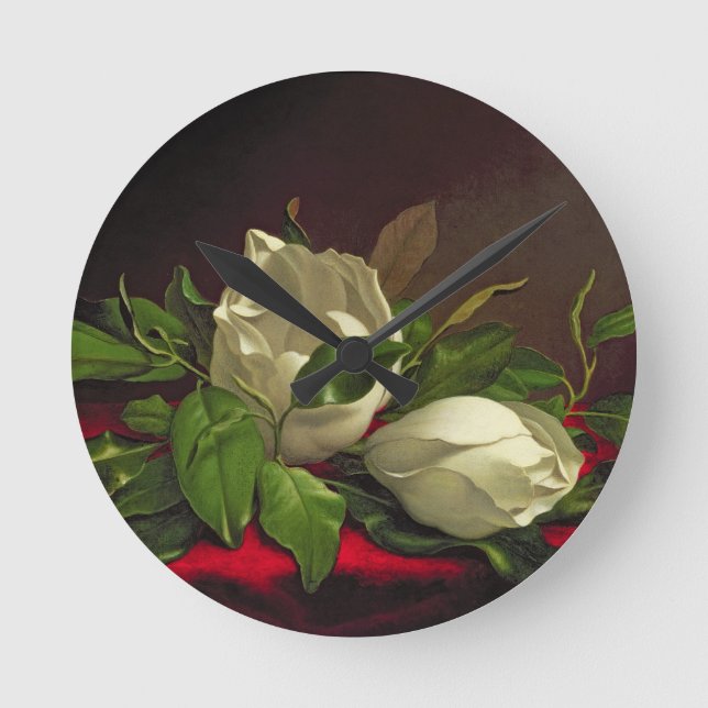 Magnolie Runde Wanduhr (Vorderseite)