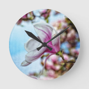 Magnolie Runde Wanduhr