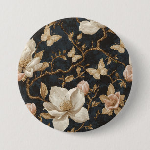 Magnolie Schmetterling Chinoiserie Vintage-Muster Button