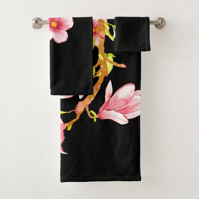 Magnolie Schwarz Badhandtuch Set (Insitu)