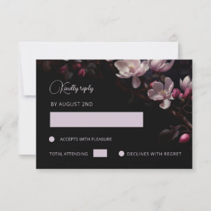 Magnolie Schwarz Floral RSVP Karte
