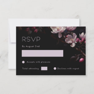Magnolie Schwarz Floral RSVP Karte