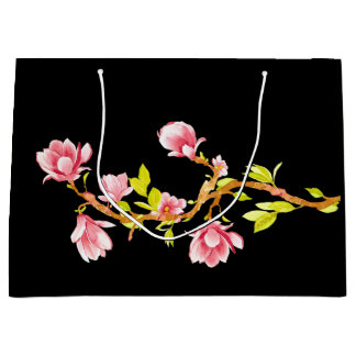 Magnolie Schwarz Große Geschenktüte