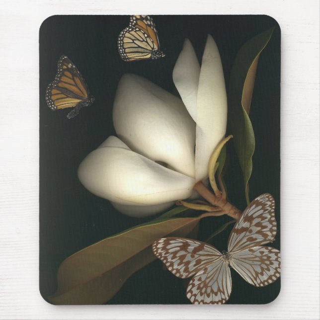 Magnolie und Schmetterlinge mousepad 1 (Vorne)