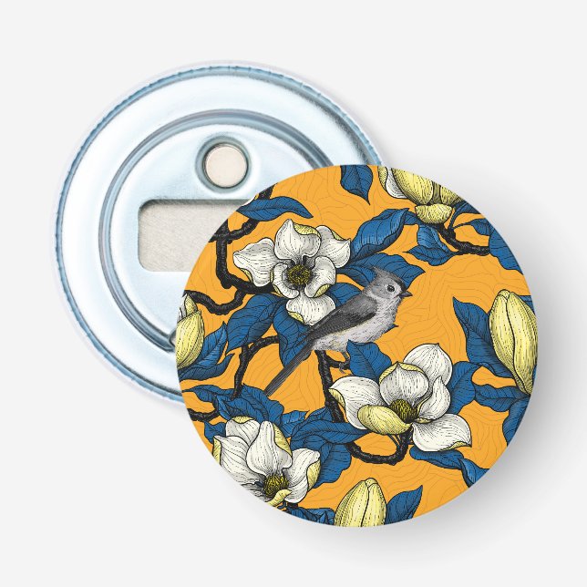 Magnolie und Titmausvogel blühen 3 Flaschenöffner (Vorderseite)