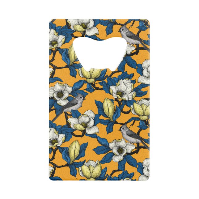 Magnolie und Titmausvogel blühen 3 Geldbeutel Flaschenöffner (Vorderseite)