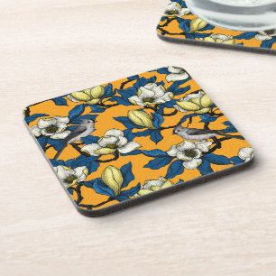 Magnolie und Titmausvogel blühen 3 Getränkeuntersetzer