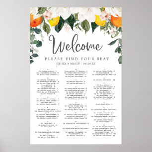 Magnolie-Zitrus-Hochzeits-Sitzplan-Schild Poster