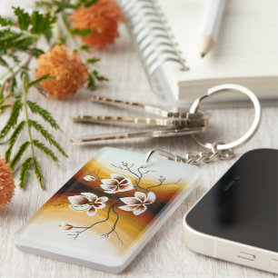 Magnolien, Acryl -  Schlüsselanhänger