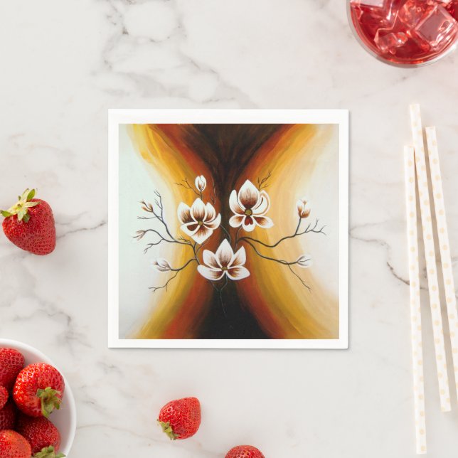 Magnolien, Acryl - Serviette (Beispiel)