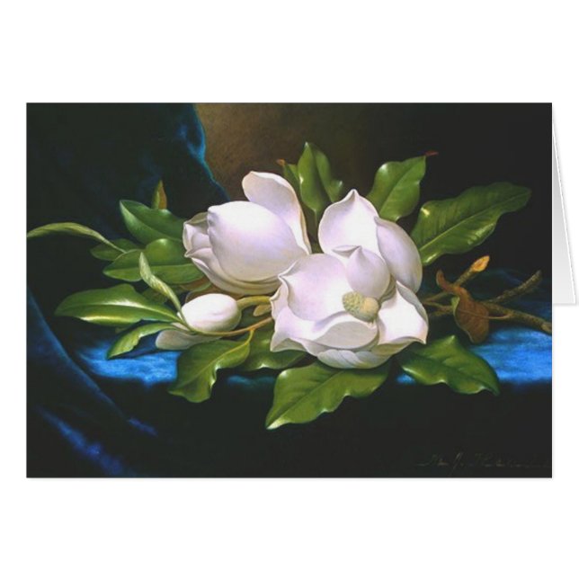 Magnolien auf blauem Velvet (Vorderseite (Horizontal))