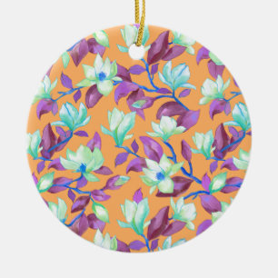 Magnolien auf dem Vanillehimmel blühen Keramik Ornament