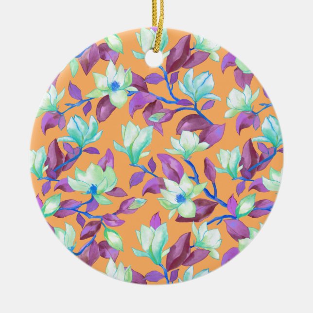 Magnolien auf dem Vanillehimmel blühen Keramik Ornament (Vorne)