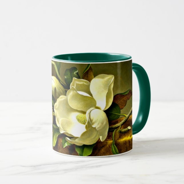 Magnolien auf goldenem Samttuch Tasse (VorderseiteRechts)