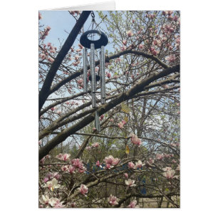 Magnolien-Baum und Wind-Glockenspiel-leere Karte