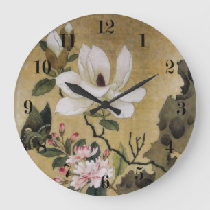 Magnolien-Blume und Schmetterling Ming Dynastie Große Wanduhr