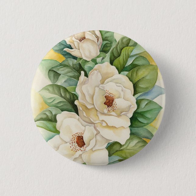 Magnolien-Blumewatercolor-Kunst - multi Button (Vorderseite)